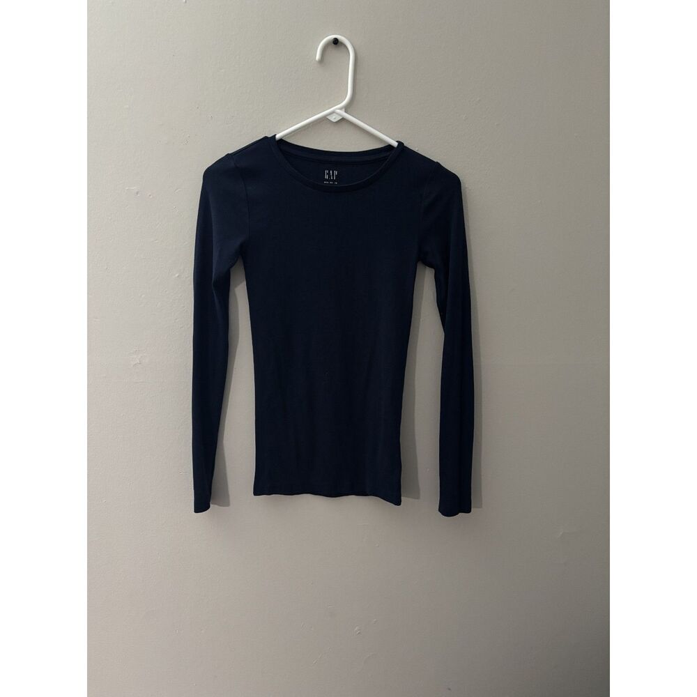 GAP Navy Blue Long Sleeve Fitted Top Shirt Size XXS